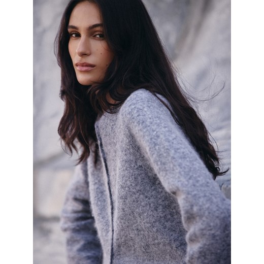 Mohito - Kardigan z wełną - szary ze sklepu Mohito w kategorii Swetry damskie - zdjęcie 187275025