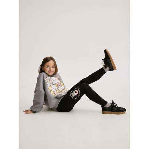 Reserved - Bawełniane legginsy z nadrukiem - czarny ze sklepu Reserved w kategorii Spodnie dziewczęce - zdjęcie 187275197