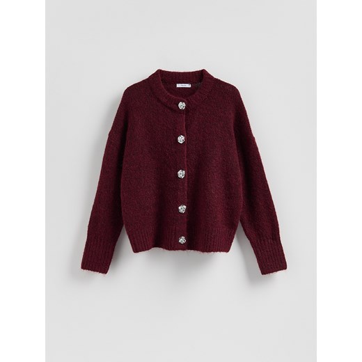 Reserved - Kardigan z dekoracyjnymi guzikami - bordowy ze sklepu Reserved w kategorii Swetry damskie - zdjęcie 187275286