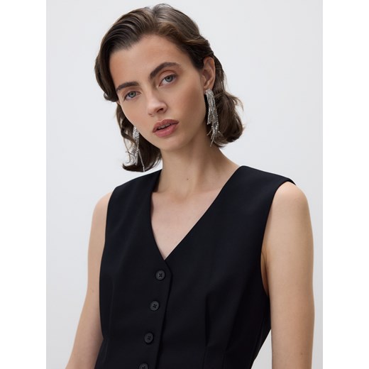 Reserved - Kamizelka z zakładkami - czarny ze sklepu Reserved w kategorii Kamizelki damskie - zdjęcie 187275326