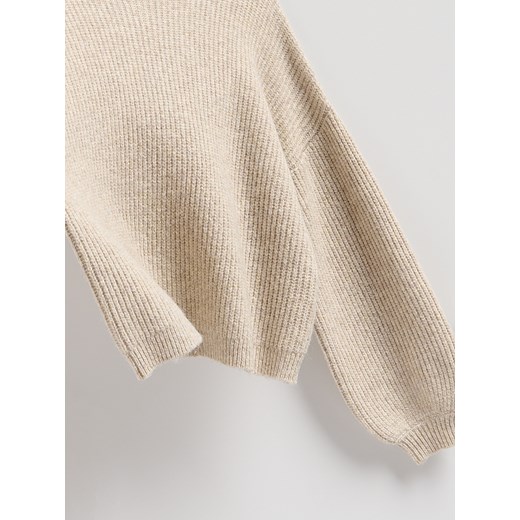 Reserved - Sweter z bufiastymi rękawami - beżowy Reserved S Reserved
