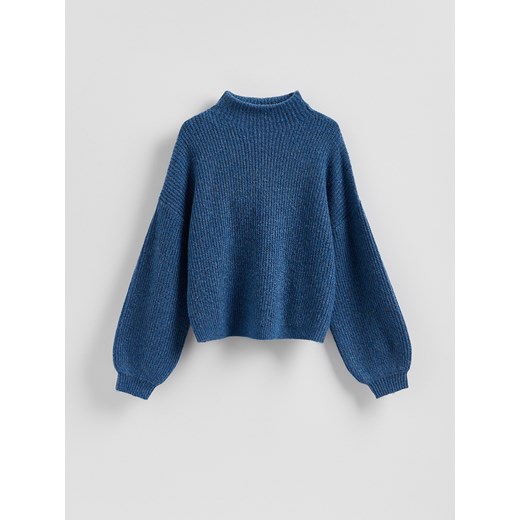 Reserved - Sweter z bufiastymi rękawami - granatowy - id: 394GP-95M - marki Reserved - 187275368 Reserved - Sweter z bufiastymi rękawami - granatowy ze sklepu Reserved w kategorii Swetry damskie - zdjęcie 187275368