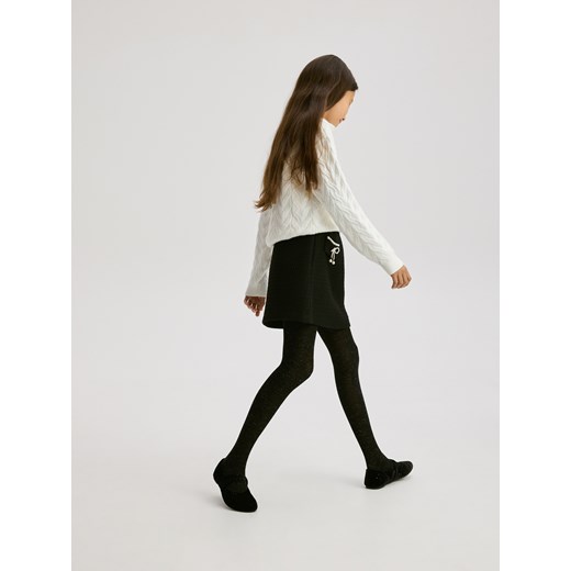 Reserved - Tweedowa spódnica z aplikacją - czarny Reserved 152 (11 lat) Reserved