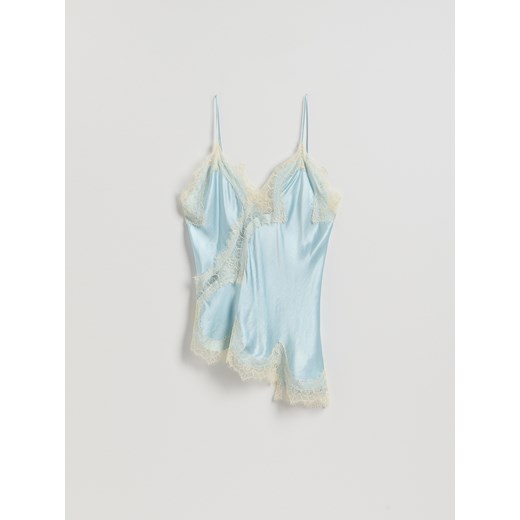 Reserved - Asymetryczny top z koronką - jasnoniebieski ze sklepu Reserved w kategorii Bluzki damskie - zdjęcie 187275397