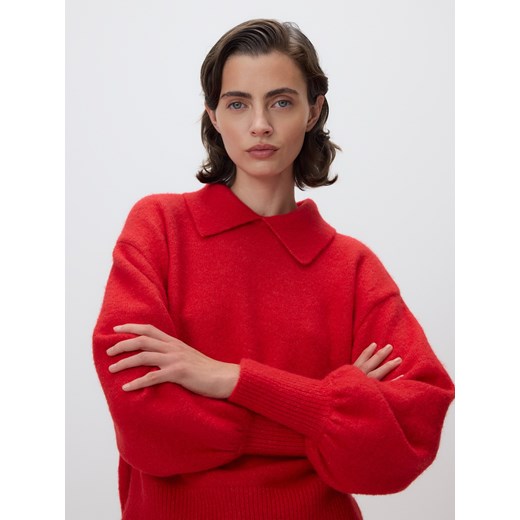 Reserved - Sweter z kołnierzykiem - czerwony Reserved S Reserved