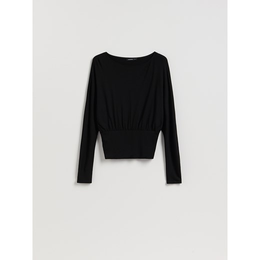 Reserved - Longsleeve z wiskozą - czarny ze sklepu Reserved w kategorii Bluzki damskie - zdjęcie 187275515
