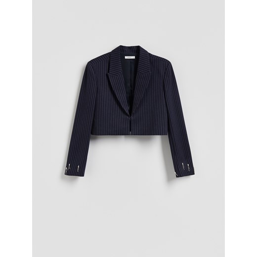 Reserved - Krótka marynarka z aplikacjami - granatowy - id: 854GA-59X - marki Reserved - 187275588 Reserved - Krótka marynarka z aplikacjami - granatowy ze sklepu Reserved w kategorii Kurtki damskie - zdjęcie 187275588
