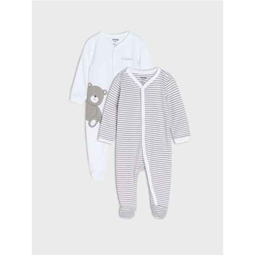 Sinsay - Bawełniany pajacyk 2 pack - kremowy ze sklepu Sinsay w kategorii Pajacyki - zdjęcie 187276369