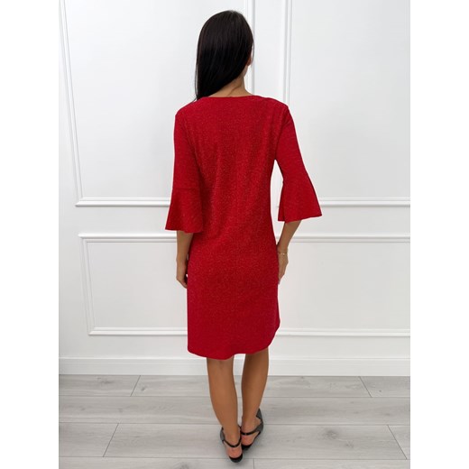 Czerwona Połyskująca Sukienka Modnakiecka.pl 40 ModnaKiecka.pl