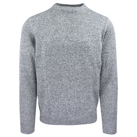 Bawełniany Sweter z Okrągłym Dekoltem - Adriano Guinari - Popielaty Melanż SWADGaw25LIGHTgreyMELANGEu ze sklepu JegoSzafa.pl w kategorii Swetry męskie - zdjęcie 187277216