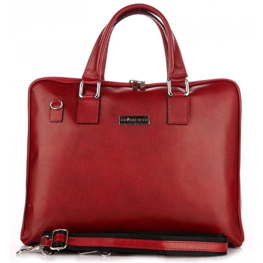 Torebki Skórzane VITTORIA GOTTI Made in Italy Aktówka Damska A4 Czerwona ze sklepu PaniTorbalska w kategorii Kuferki - zdjęcie 187277899