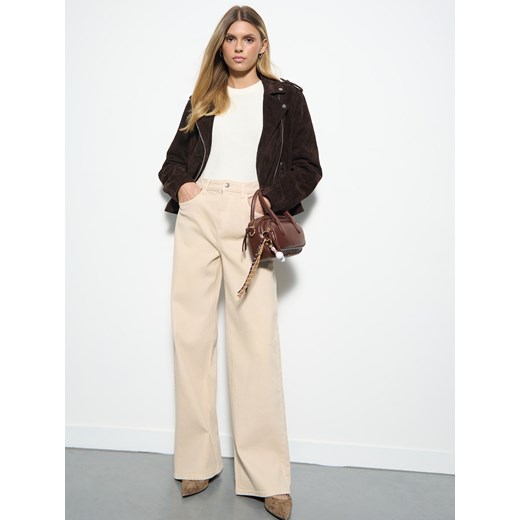 Mohito - Jeansy wide leg - beżowy ze sklepu Mohito w kategorii Jeansy damskie - zdjęcie 187278145