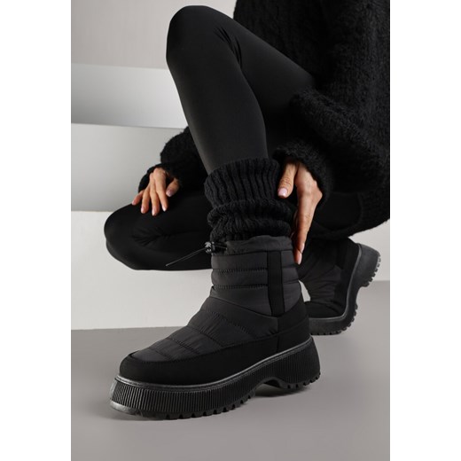 Czarne Pikowane Śniegowce ze Ściągaczem Monivella - id: LT419-38-BLACK - marki Renee - 187278286 Czarne Pikowane Śniegowce ze Ściągaczem Monivella ze sklepu renee.pl w kategorii Śniegowce damskie - zdjęcie 187278286