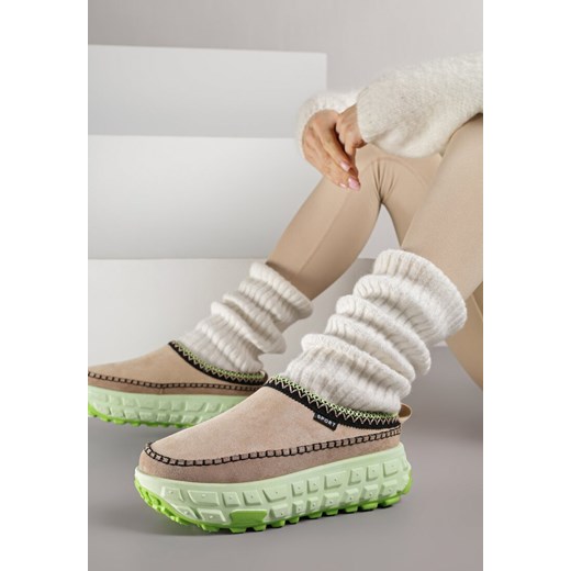 Zielone Niskie Śniegowce na Grubej Tłoczonej Podeszwie Arevire - id: 401882 - marki born2be - 187278725 Zielone Niskie Śniegowce na Grubej Tłoczonej Podeszwie Arevire ze sklepu born2be.pl w kategorii Śniegowce damskie - zdjęcie 187278725