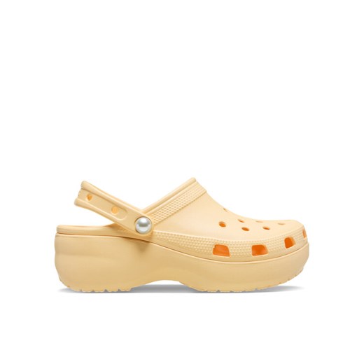 Klapki Crocs Classic Platform Pearl Clog 211231 Żółty ze sklepu eobuwie.pl w kategorii Klapki damskie - zdjęcie 187278826