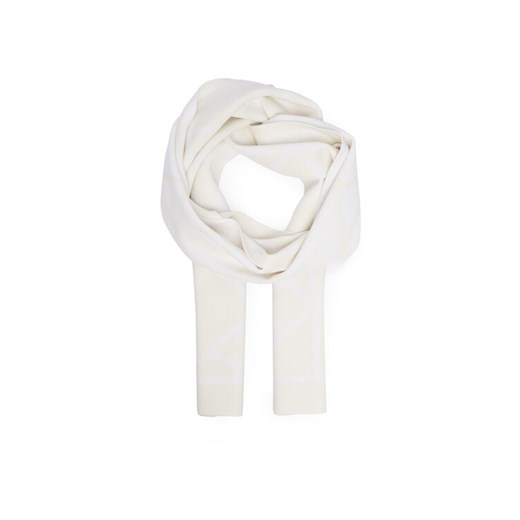 Szalik Calvin Klein Emblem Aop Jcq Fine Rib Scarf LV04D8051G Beżowy ze sklepu eobuwie.pl w kategorii Szaliki i chusty damskie - zdjęcie 187278838