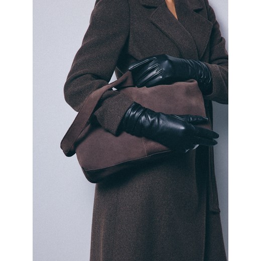 Mohito - Skórzane rękawiczki - czarny ze sklepu Mohito w kategorii Rękawiczki damskie - zdjęcie 187279406