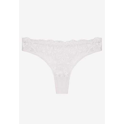 Białe Koronkowe Majtki Stringi z Bawełny Venalora - id: 401755 - marki born2be - 187279568 Białe Koronkowe Majtki Stringi z Bawełny Venalora ze sklepu born2be.pl w kategorii Majtki damskie - zdjęcie 187279568