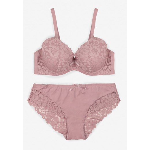 Jasnofioletowy Koronkowy Komplet Biustonosz i Majtki Figi w Klasycznym Stylu Ezirene ze sklepu renee.pl w kategorii Komplety bielizny damskiej - zdjęcie 187279795