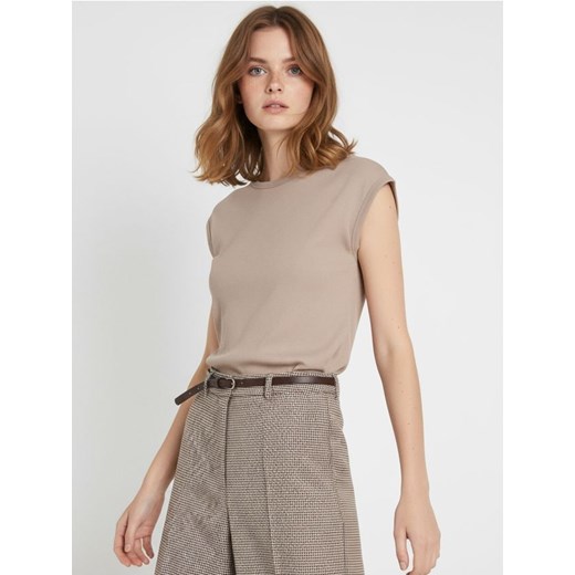 Sinsay - Bawełniana koszulka w prążek - kremowy ze sklepu Sinsay w kategorii Bluzki damskie - zdjęcie 187280666