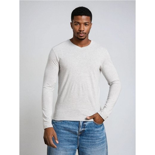 Sinsay - Bawełniana koszulka basic - szary ze sklepu Sinsay w kategorii T-shirty męskie - zdjęcie 187280766