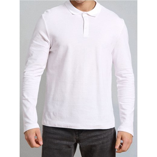 Sinsay - Bawełniana koszulka polo - biały ze sklepu Sinsay w kategorii T-shirty męskie - zdjęcie 187280767