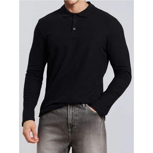 Sinsay - Bawełniana koszulka polo - czarny ze sklepu Sinsay w kategorii T-shirty męskie - zdjęcie 187280768