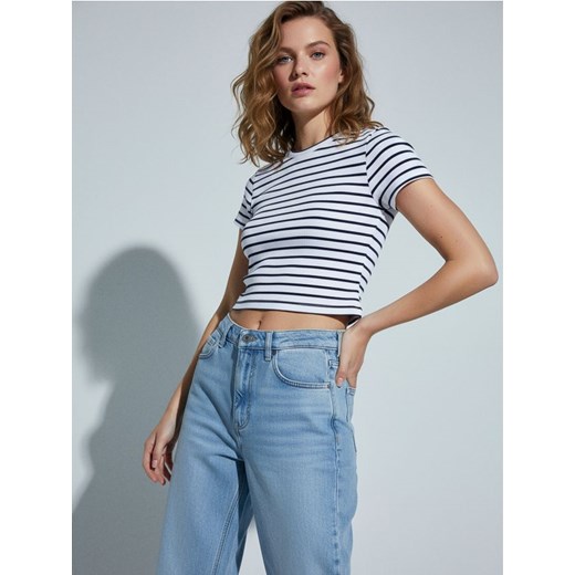 Sinsay - Crop top z krótkim rękawem - wielobarwny ze sklepu Sinsay w kategorii Bluzki damskie - zdjęcie 187280807