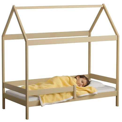 Drewniane łóżko w stylu skandynawskim, wanilia T8-M21 ze sklepu Edinos.pl w kategorii Łóżka dziecięce - zdjęcie 187280865