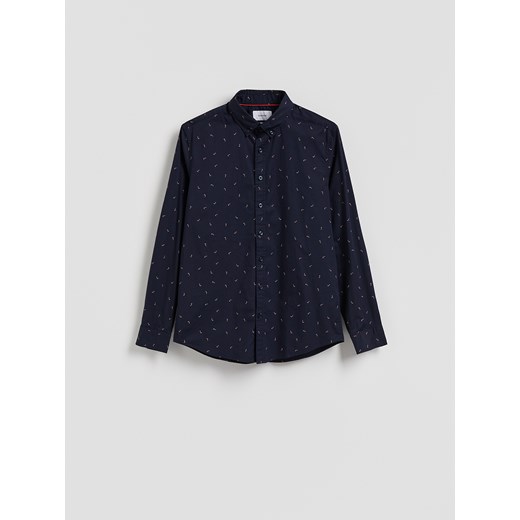 Reserved - Koszula slim fit w świąteczny wzór - granatowy ze sklepu Reserved w kategorii Koszule męskie - zdjęcie 187281565