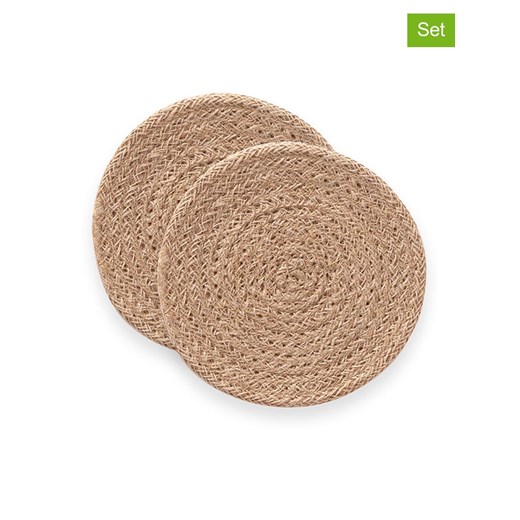 GAMUSI Podkładki stołowe (2 szt.) &quot;Araya&quot; w kolorze beżowym Gamusi 15x15 cm Limango Polska wyprzedaż