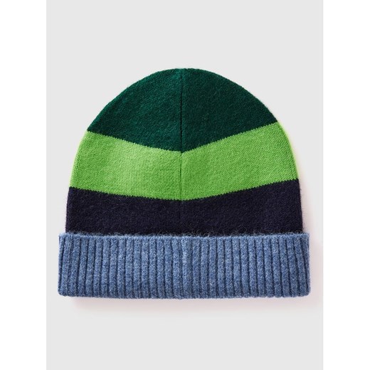 Benetton Czapka w kolorze czarno-zielono-niebieskim 90 wyprzedaż Limango Polska