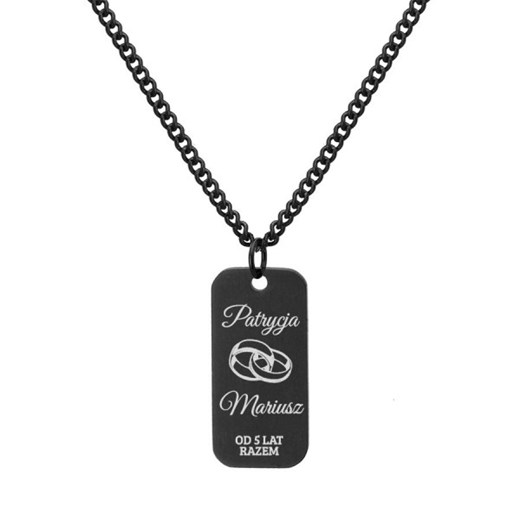 Czarna zawieszka męska z grawerem – prezent na rocznicę ze sklepu manoki.pl w kategorii Naszyjniki męskie - zdjęcie 187284806