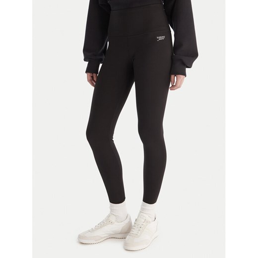 Tommy Jeans Legginsy Silver Script DW0DW21830 Czarny Slim Fit ze sklepu MODIVO w kategorii Spodnie damskie - zdjęcie 187285447