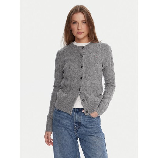 Tommy Hilfiger Kardigan WW0WW47463 Szary Regular Fit ze sklepu MODIVO w kategorii Swetry damskie - zdjęcie 187285516