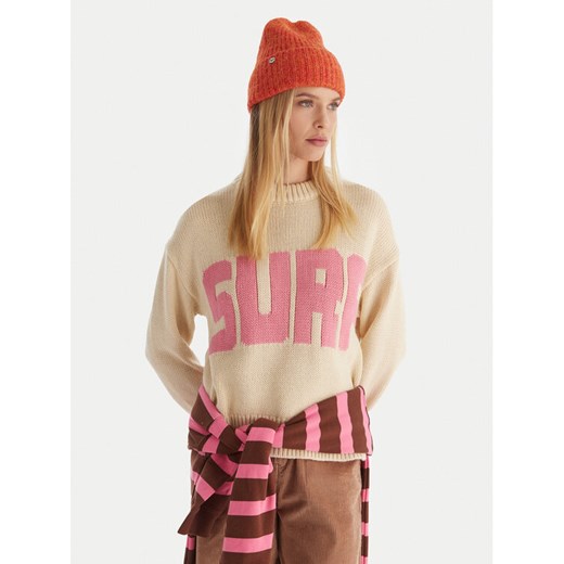 Roxy Sweter Exploring Heart ERJSW03674 Beżowy Regular Fit ze sklepu MODIVO w kategorii Swetry damskie - zdjęcie 187285558