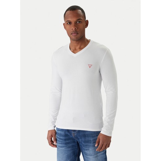 Guess Longsleeve M2YI08 J1314 Biały Slim Fit ze sklepu MODIVO w kategorii T-shirty męskie - zdjęcie 187285595