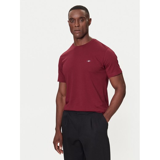 Gant T-Shirt 2004080 Bordowy Regular Fit ze sklepu MODIVO w kategorii T-shirty męskie - zdjęcie 187285628