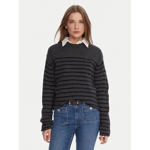 Tommy Hilfiger Sweter WW0WW46438 Szary Regular Fit ze sklepu MODIVO w kategorii Swetry damskie - zdjęcie 187285747