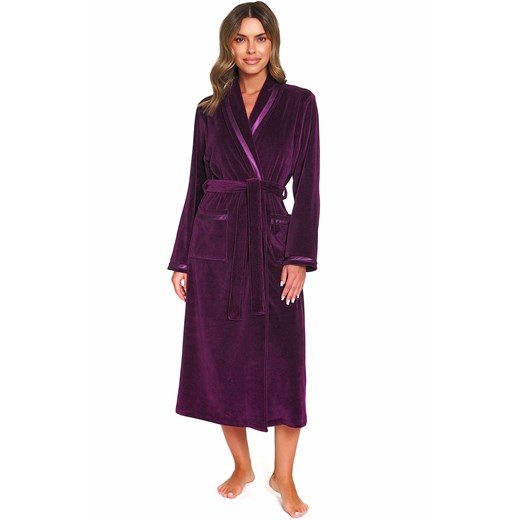 Doctor Nap welurowy szlafrok damski SWA.1078.BURGUNDY, Kolor burgund, Rozmiar M, Doctor Nap 2XL promocyjna cena Primodo