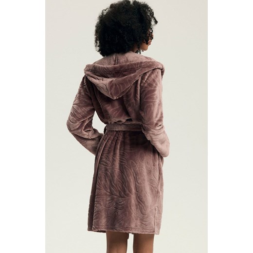 Henderson szlafrok damski z kapturem Daryl 43612-39X, Kolor brudny róż, Rozmiar L, Henderson ze sklepu Intymna w kategorii Szlafroki damskie - zdjęcie 187287528