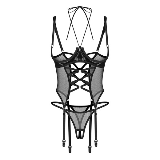 Obsessive gorset z wiązaniem na szyi i otwarte stringi Dominna, Kolor czarny, Rozmiar S/M, Obsessive - id: 221781 - marki Obsessive - 187287568 Obsessive gorset z wiązaniem na szyi i otwarte stringi Dominna, Kolor czarny, Rozmiar S/M, Obsessive ze sklepu Intymna w kategorii Gorsety - zdjęcie 187287568