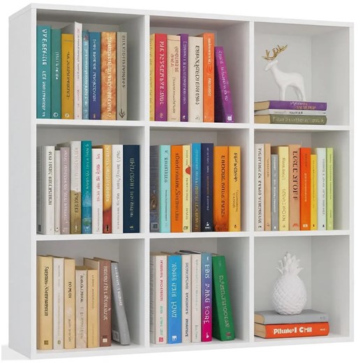 Biały regał na książki z 9 półkami P0-S22 - id: 53684 - marki Elior - 187287666 Biały regał na książki z 9 półkami P0-S22 ze sklepu Edinos.pl w kategorii Regały i witryny - zdjęcie 187287666