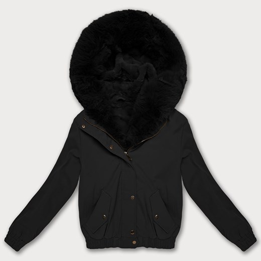 Krótka kurtka z futrzaną podszewką S'West czarna (B8506-1) ze sklepu goodlookin.pl w kategorii Kurtki damskie - zdjęcie 187289336