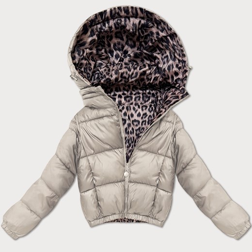 Dwustronna krótka kurtka damska Minority beżowa panterka (M6-6001-62) ze sklepu goodlookin.pl w kategorii Kurtki damskie - zdjęcie 187289345