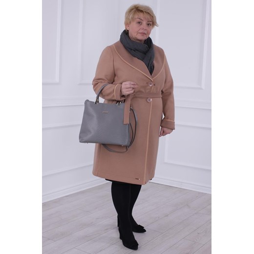 Płaszcz FPL1026 CAMEL ze sklepu fokus.pl w kategorii Płaszcze damskie - zdjęcie 187289917