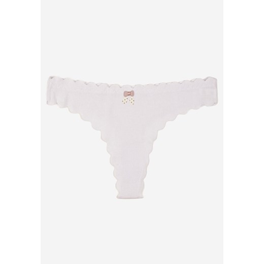Białe Bawełniane Majtki Stringi z Prążkowanej Tkaniny Eziane - id: 401736 - marki born2be - 187290088 Białe Bawełniane Majtki Stringi z Prążkowanej Tkaniny Eziane ze sklepu born2be.pl w kategorii Majtki damskie - zdjęcie 187290088