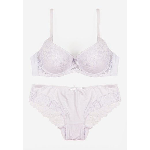 Biały Koronkowy Komplet Majtki Figi i Biustonosz Eziselle ze sklepu renee.pl w kategorii Komplety bielizny damskiej - zdjęcie 187290305