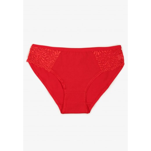 Czerwone Bawełniane Majtki Figi o Klasycznym Fasonie Venalice - id: J6015-64-RED - marki Renee - 187290317 Czerwone Bawełniane Majtki Figi o Klasycznym Fasonie Venalice ze sklepu renee.pl w kategorii Majtki damskie - zdjęcie 187290317