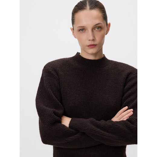Reserved - Sweter z wełną - ciemnobrązowy ze sklepu Reserved w kategorii Swetry damskie - zdjęcie 187290445